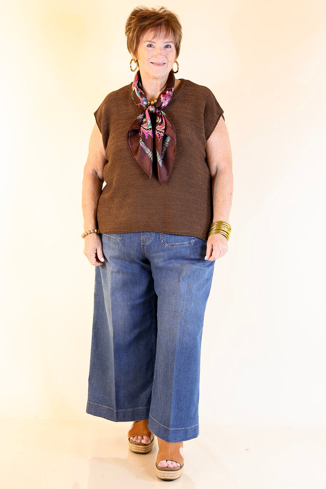 Forever Favorite Oversized Crew Neck Sweater Vest in Brown