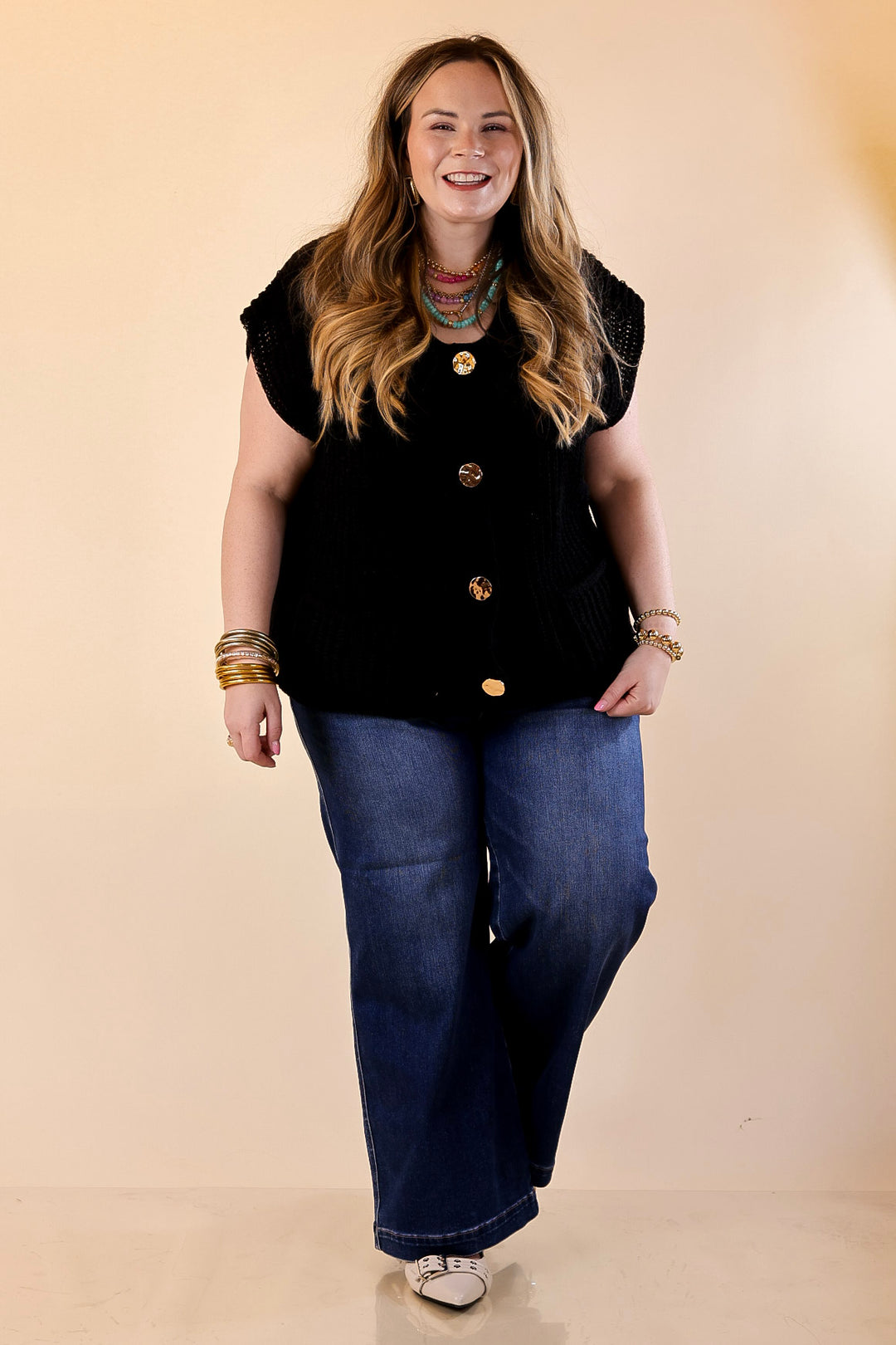 Risen | Steady Style Cropped Wide Leg Trouser Jean with Pocket Detailing in Dark Wash