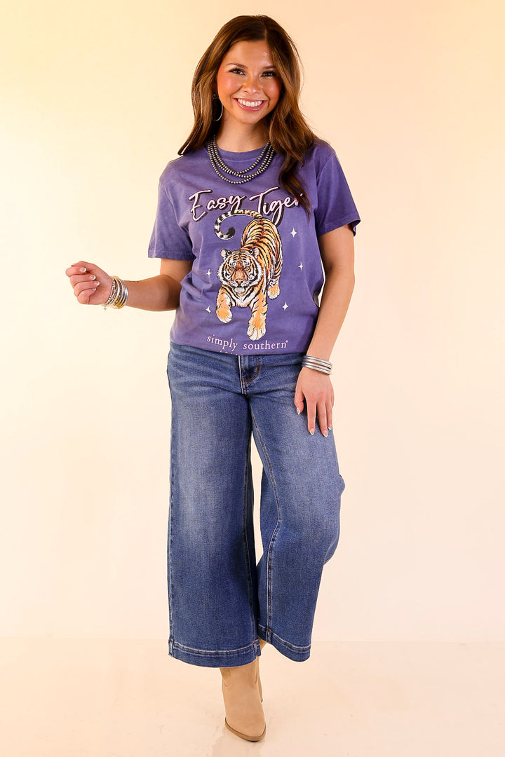Simply Southern | Easy Tiger Graphic T-Shirt in Washed Navy Blue