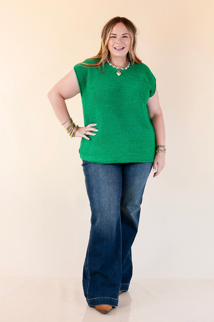 Forever Favorite Oversized Crew Neck Sweater Vest in Kelly Green