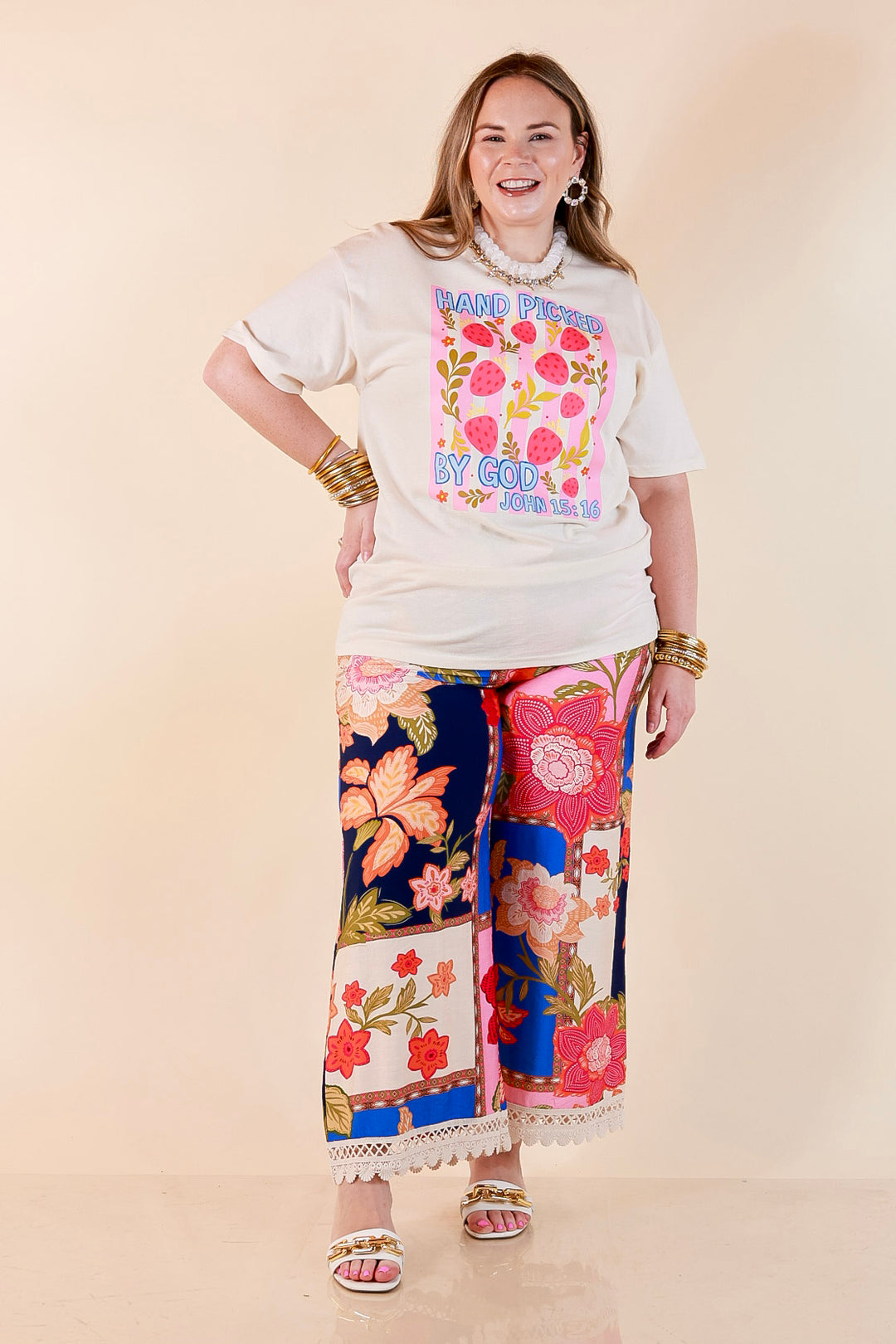 Picked with Purpose "Hand Picked by God John 15:16" Faith Printed Short Sleeve Graphic Tee in Natural