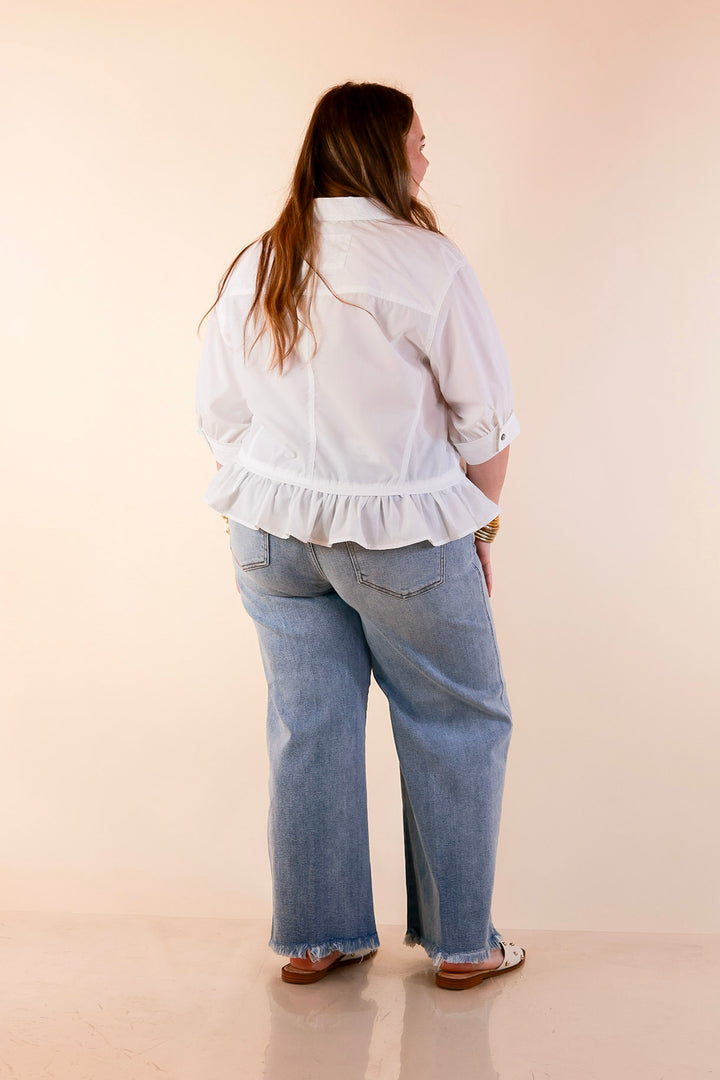 Judy Blue | Lighten the Mood Release Hem Cropped Wide Leg Jeans in Light Wash