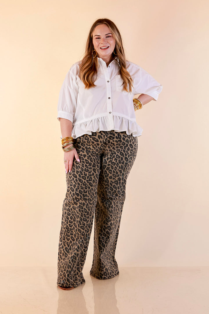 Risen | Run the Show Wide Leg Bootcut Jeans in Cheetah Print