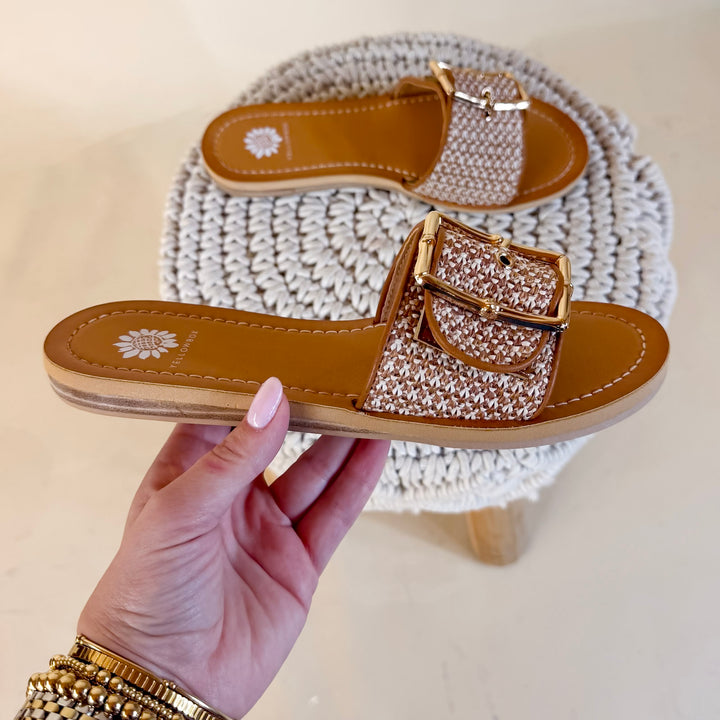 Yellow Box | Helden Flat Slide Sandal in Tan