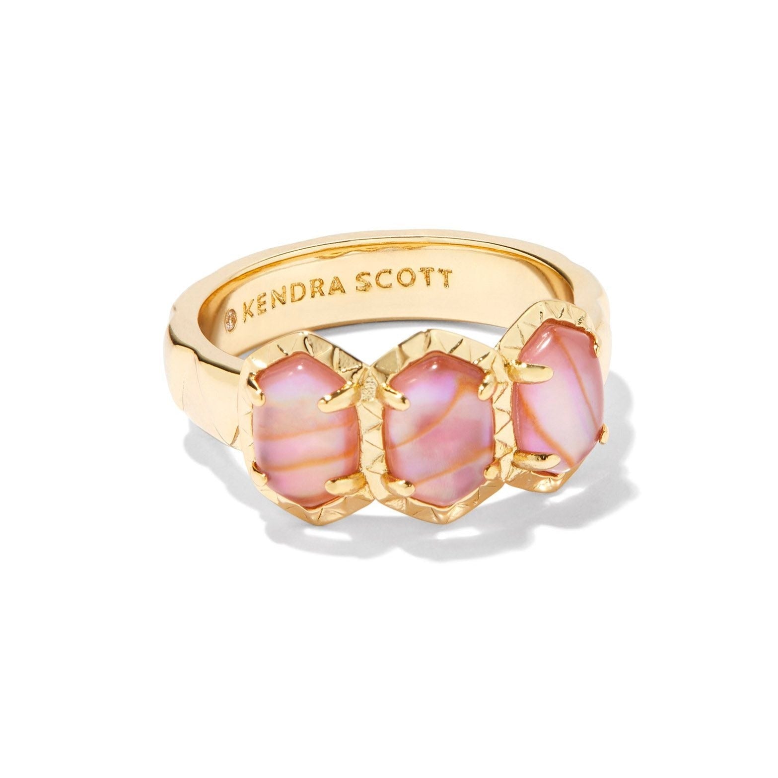 Kendra Scott | Daphne Gold Band Ring in Light Pink Iridescent Abalone - Giddy Up Glamour Boutique