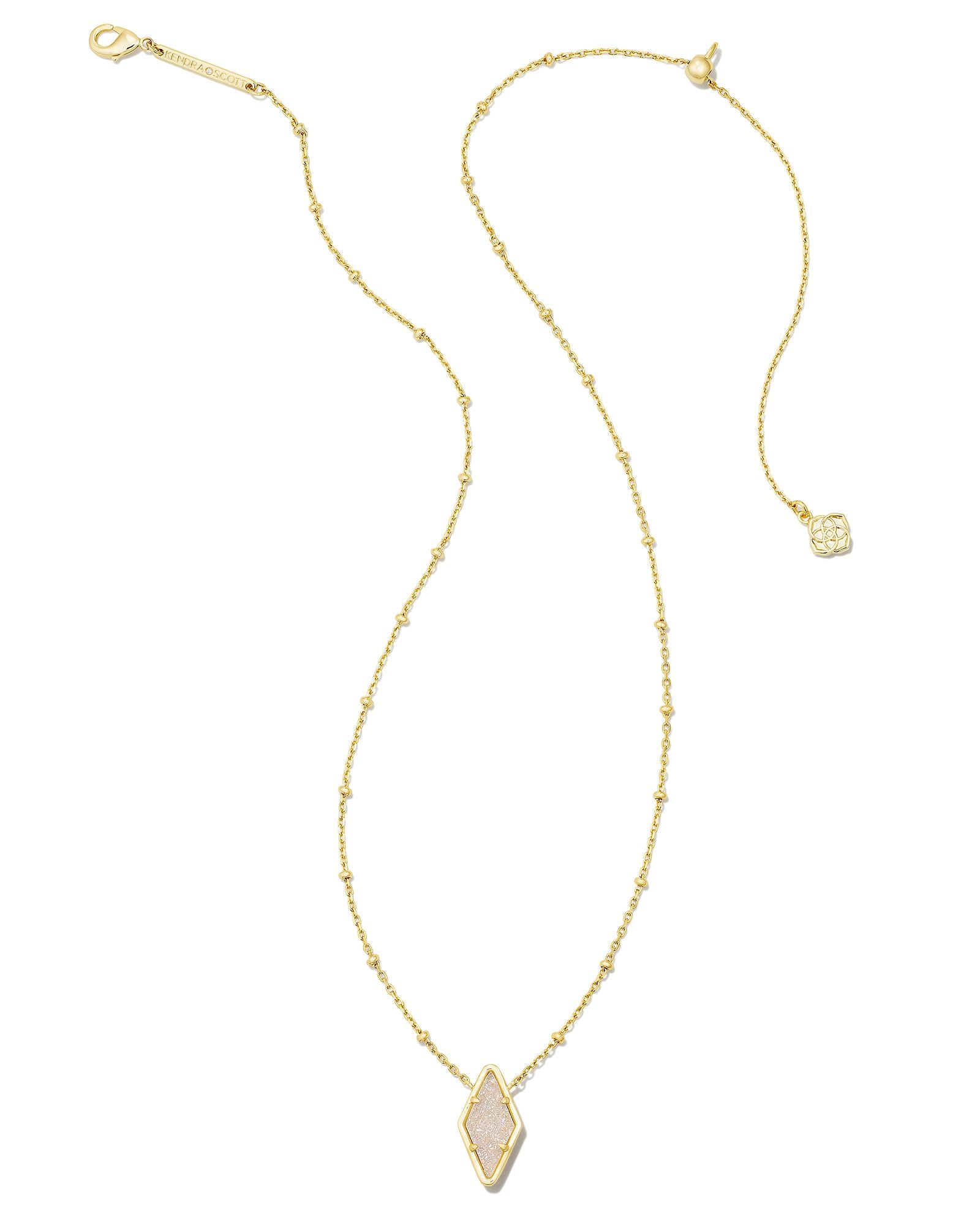 Kendra Scott | Kinsley Gold Short Pendant Necklace in Iridescent Drusy - Giddy Up Glamour Boutique