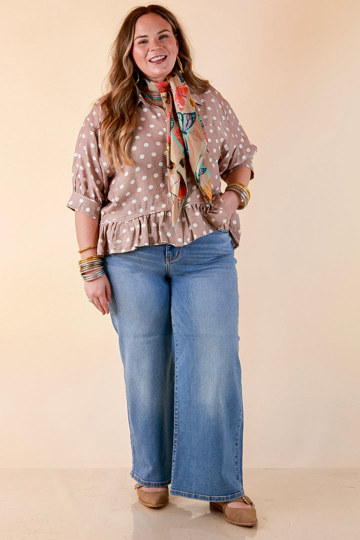 Judy Blue | Blue Skies Ahead Ankle Length Cropped Wide Leg Claudia Denim Jeans in Medium Blue Wash