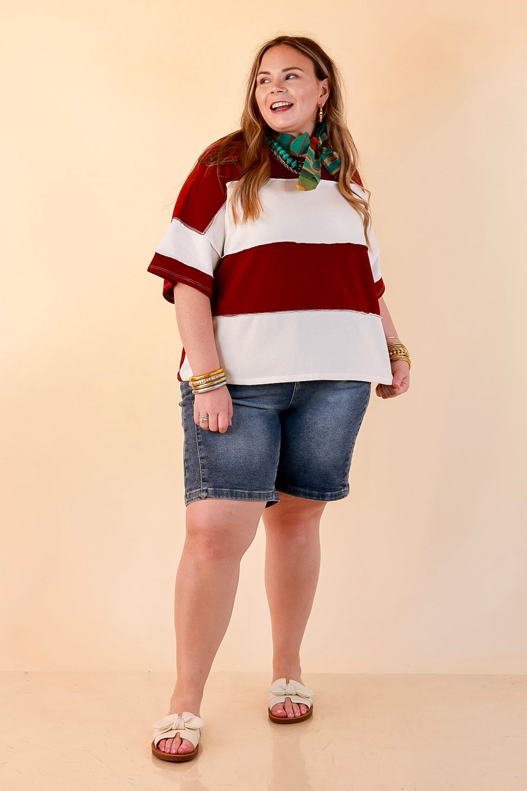 L&amp;B | Meet Me in Cheyenne Bermuda Denim Shorts in Medium Stone Wash