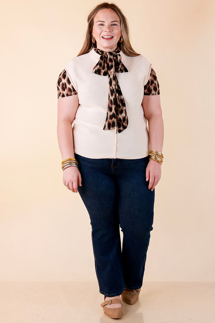Always a Favorite Crew Neck Front Seam Sweater Knit Top in Ivory