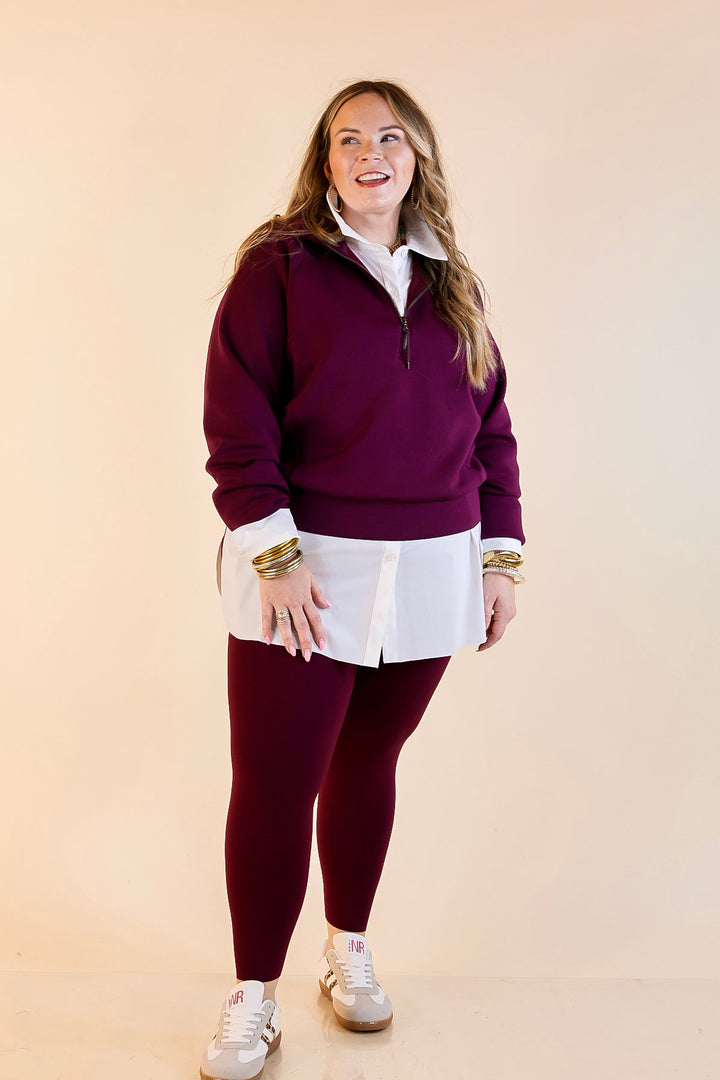 SPANX | Booty Boost® Performance and Shaping 7/8 Leggings in Plum Berry (Maroon)