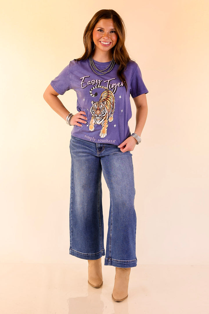 Simply Southern | Easy Tiger Graphic T-Shirt in Washed Navy Blue