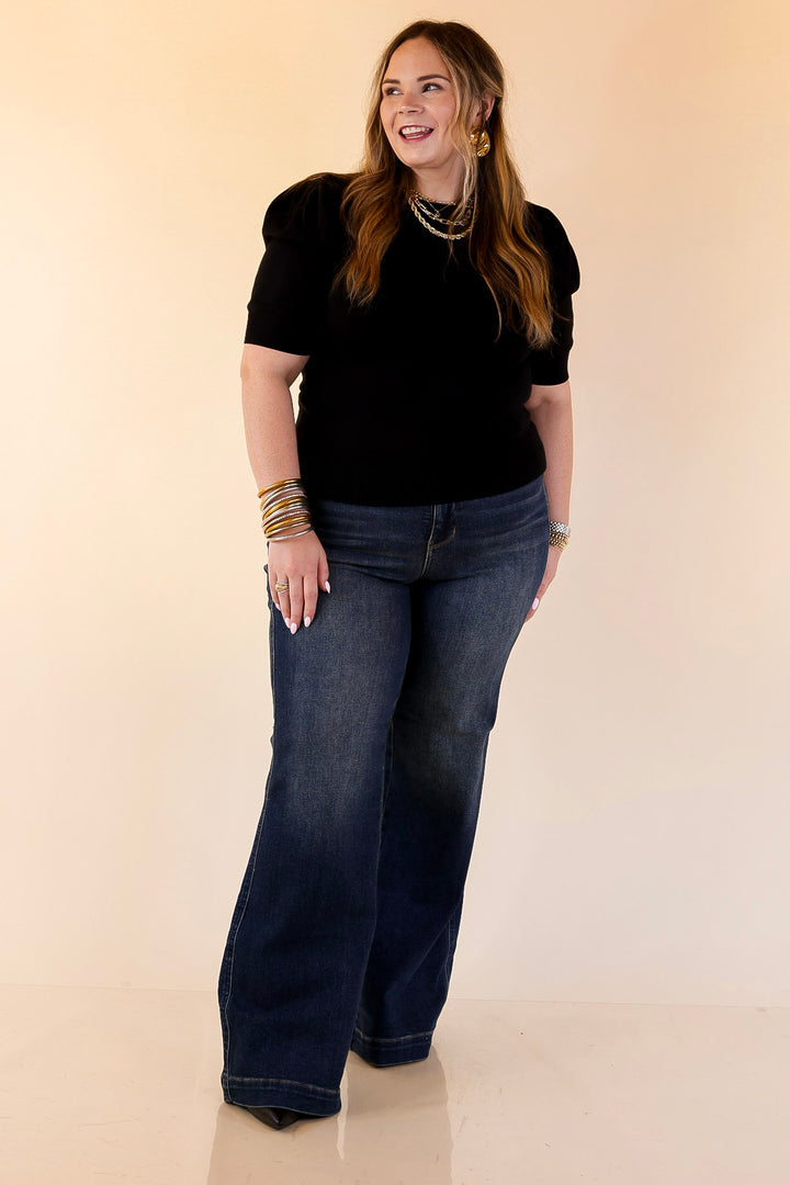Judy Blue | Perfectly Poised Tummy Control Retro Wide Leg Trouser Jean in Dark Wash
