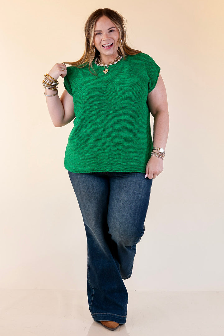 Forever Favorite Oversized Crew Neck Sweater Vest in Kelly Green