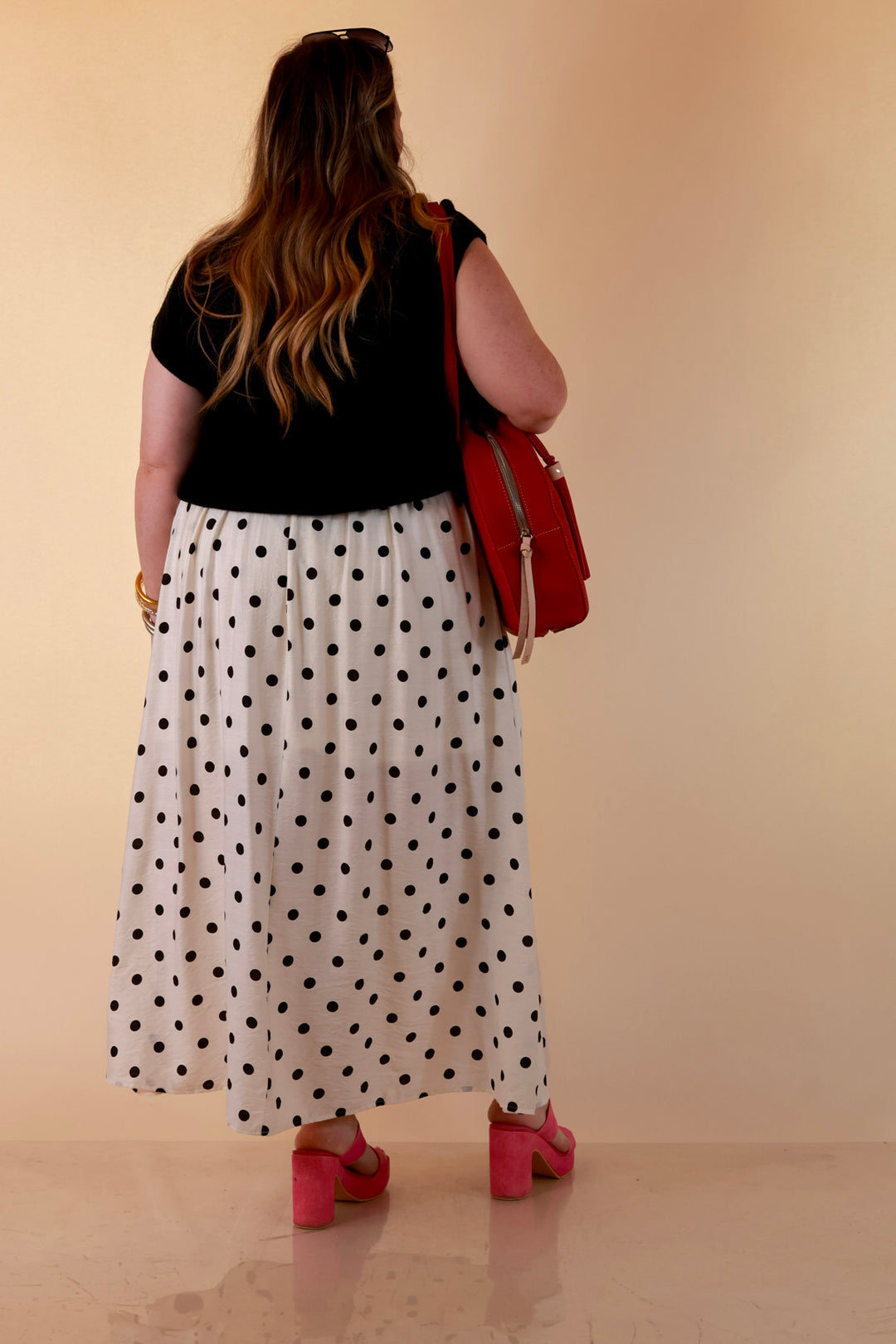Two Ways to Charm Polka Dot Spaghetti Strap Dress Set with Detachable Black Top in Cream