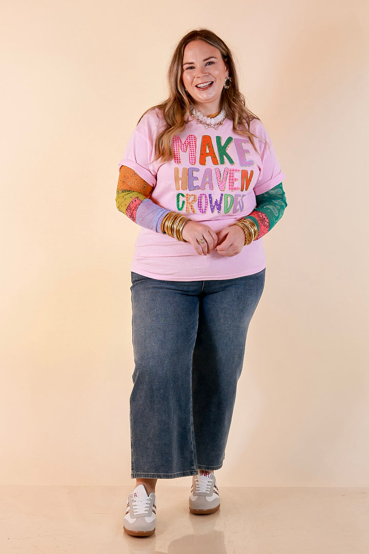 I Saved You A Seat "Make Heaven Crowded" Faith Printed Short Sleeve Graphic Tee in Light Pink
