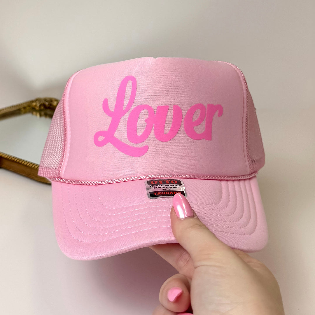 Lover Foam Trucker Hat in Light Pink - Giddy Up Glamour Boutique