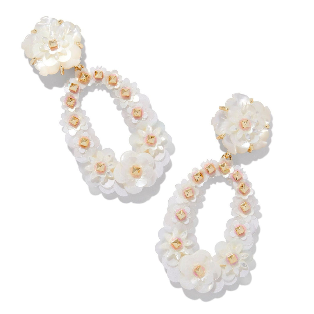 Kendra Scott | Deliah Gold Statement Earrings in Iridescent White Mix - Giddy Up Glamour Boutique