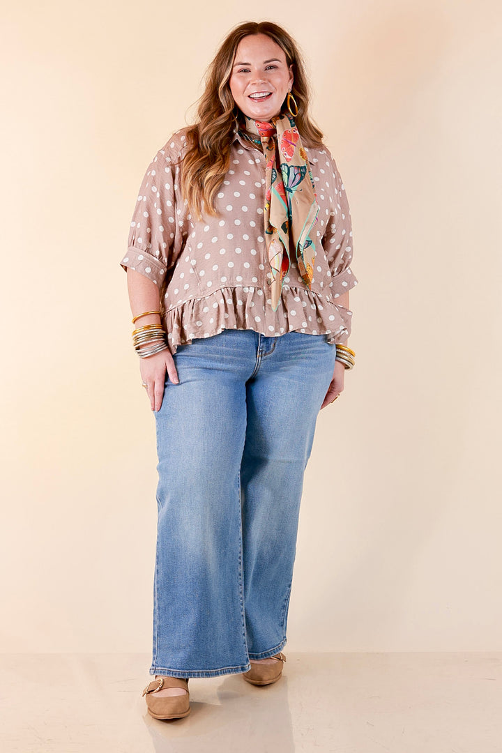 Judy Blue | Blue Skies Ahead Ankle Length Cropped Wide Leg Claudia Denim Jeans in Medium Blue Wash