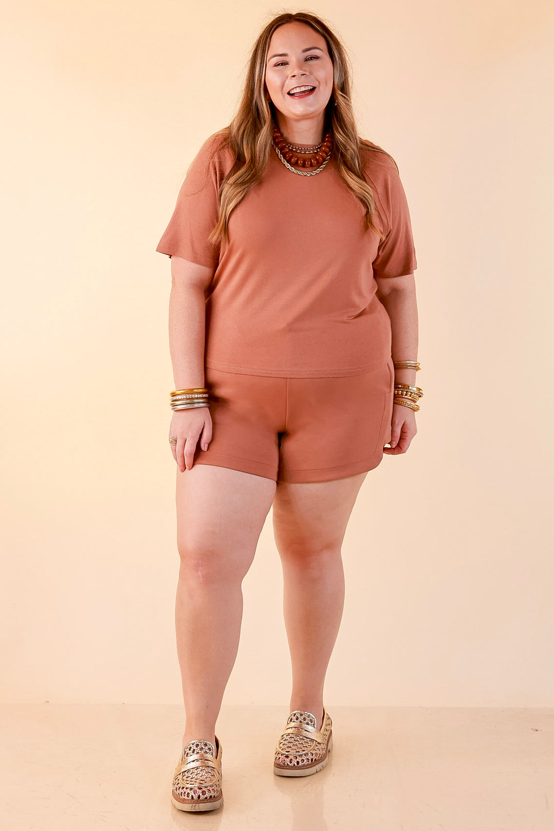 Simply Southern | Modern Comfort Relaxed Short Sleeve Knit Top in Mocha Brown