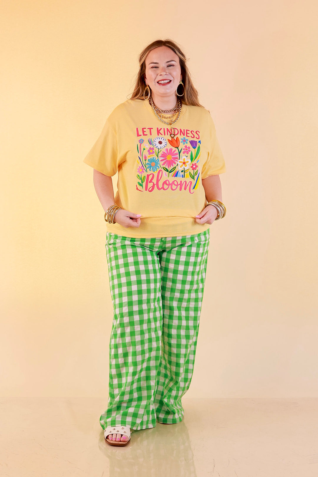 Rooted in Kindness "Let Kindness Bloom" Short Sleeve Graphic Tee in Butter Yellow