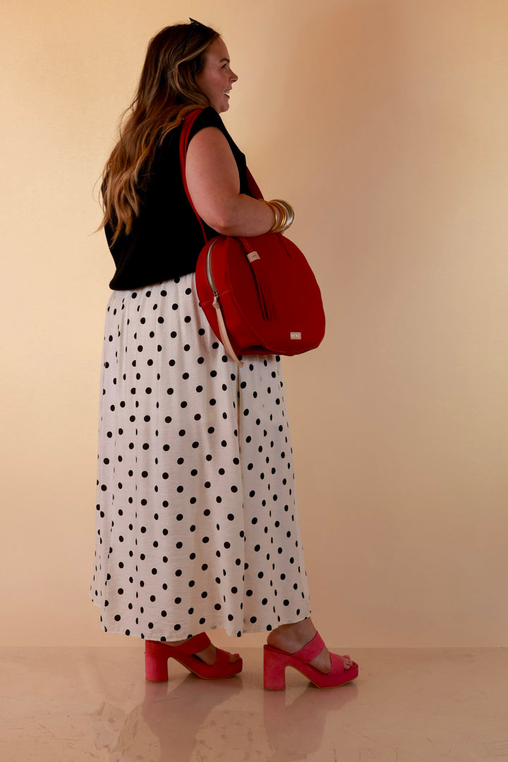 Two Ways to Charm Polka Dot Spaghetti Strap Dress Set with Detachable Black Top in Cream