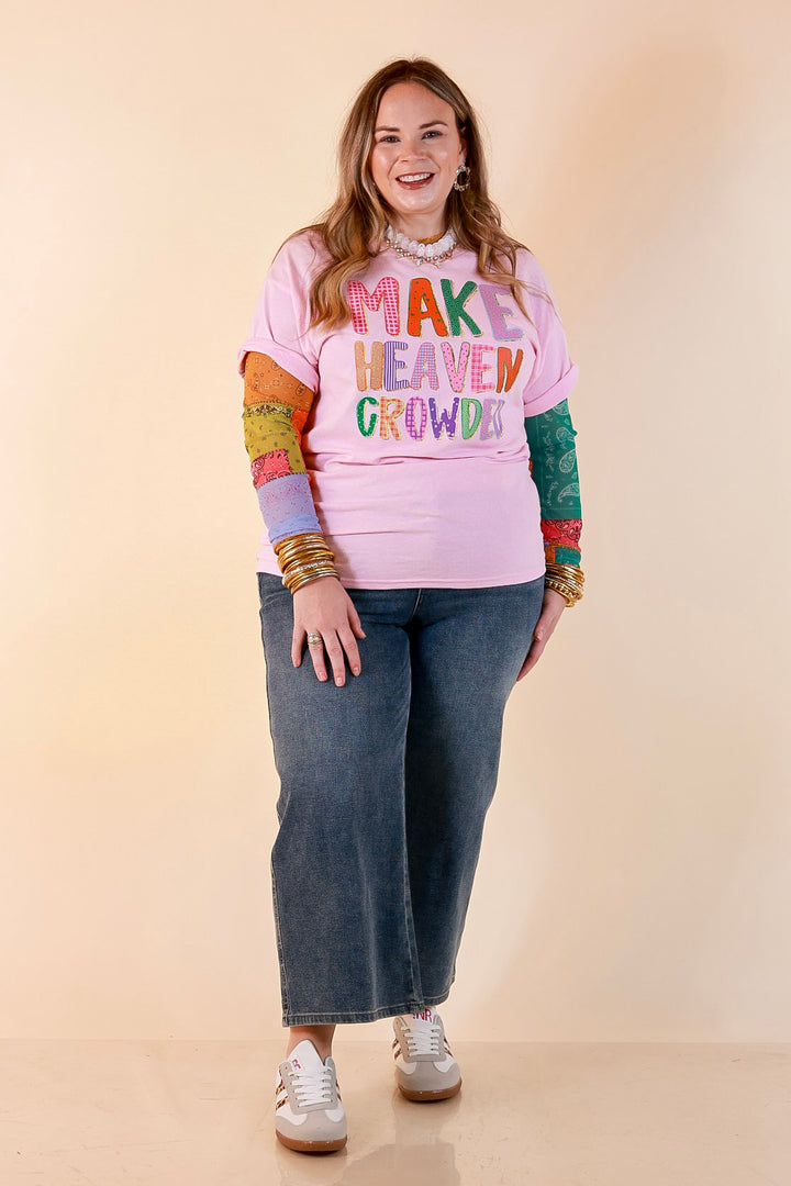 I Saved You A Seat "Make Heaven Crowded" Faith Printed Short Sleeve Graphic Tee in Light Pink