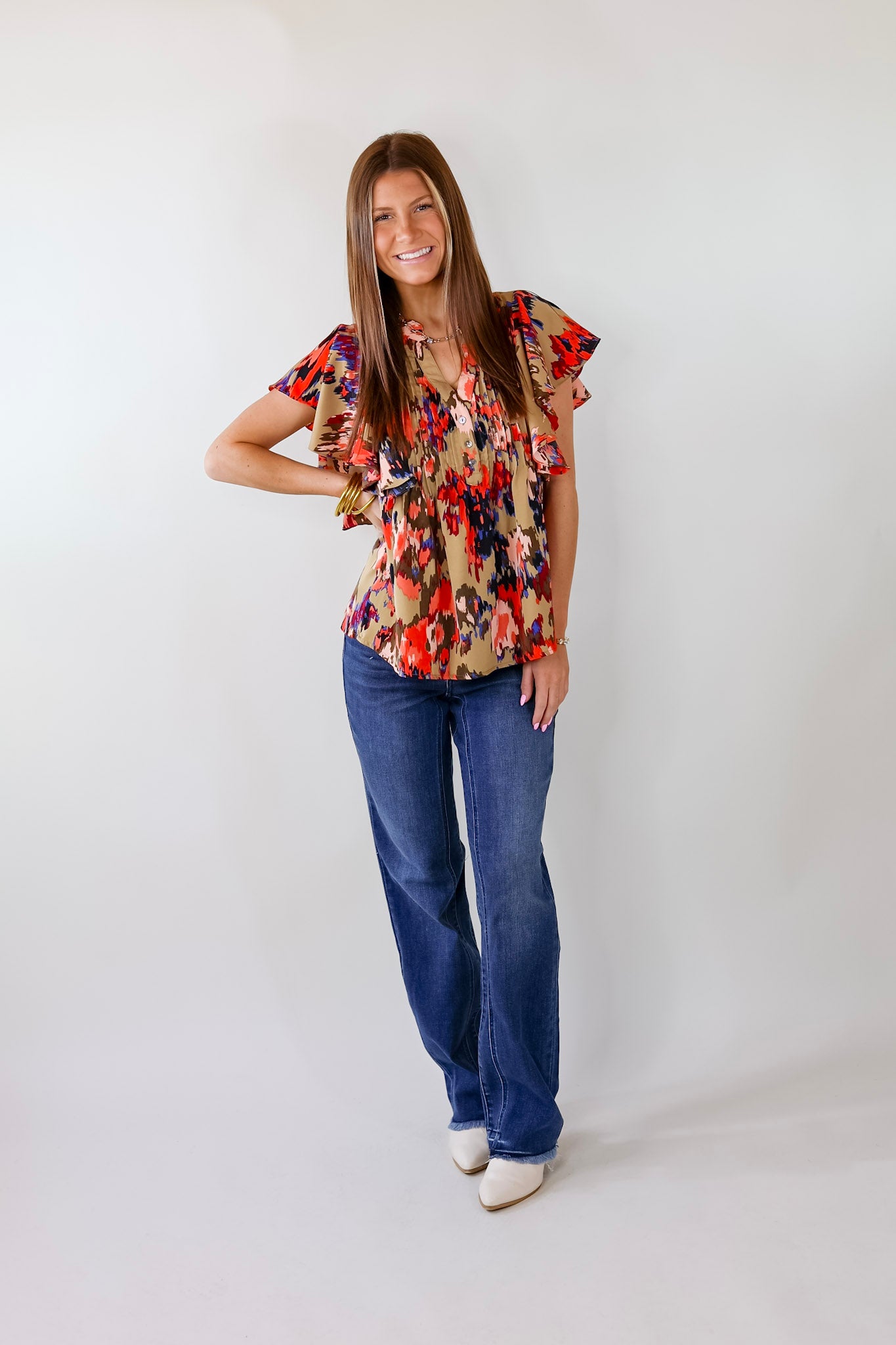 Endless Charisma Short Sleeve Blouse in Mocha Brown - Giddy Up Glamour Boutique