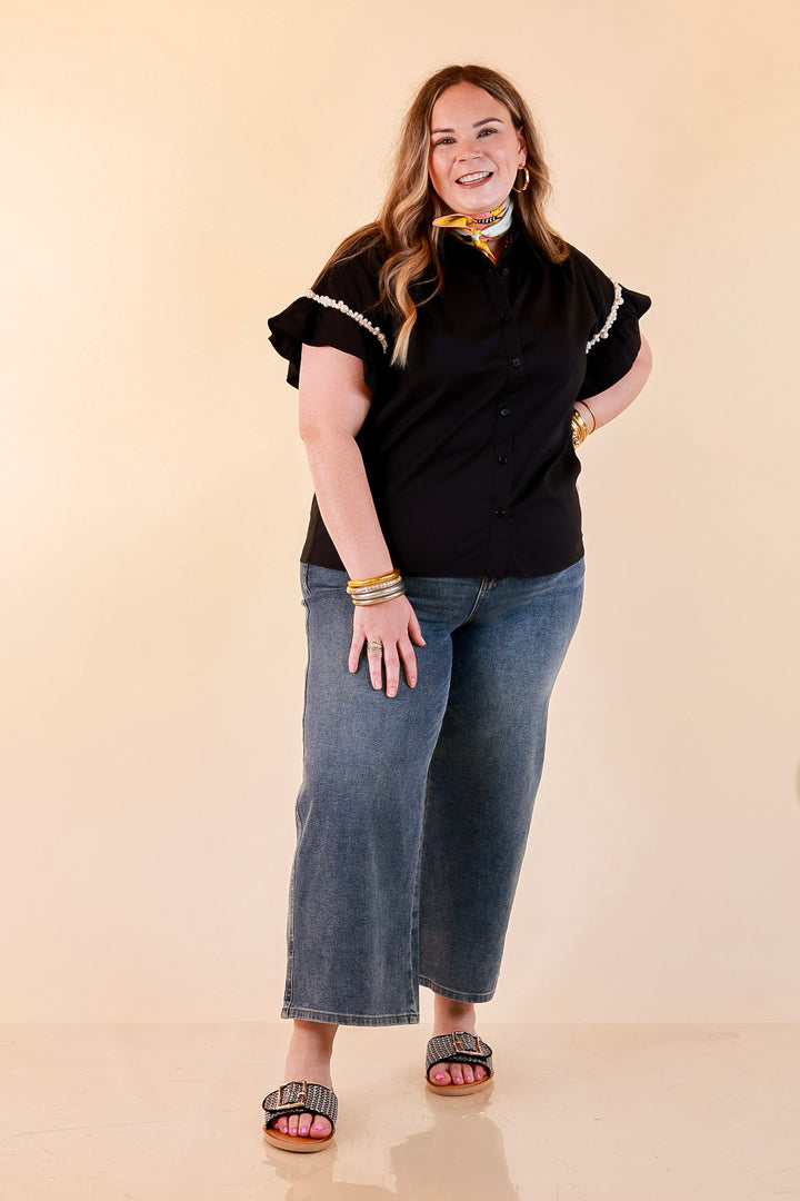 Judy Blue | Everyday Icon Cropped Wide Leg Denim Jeans in Medium Wash