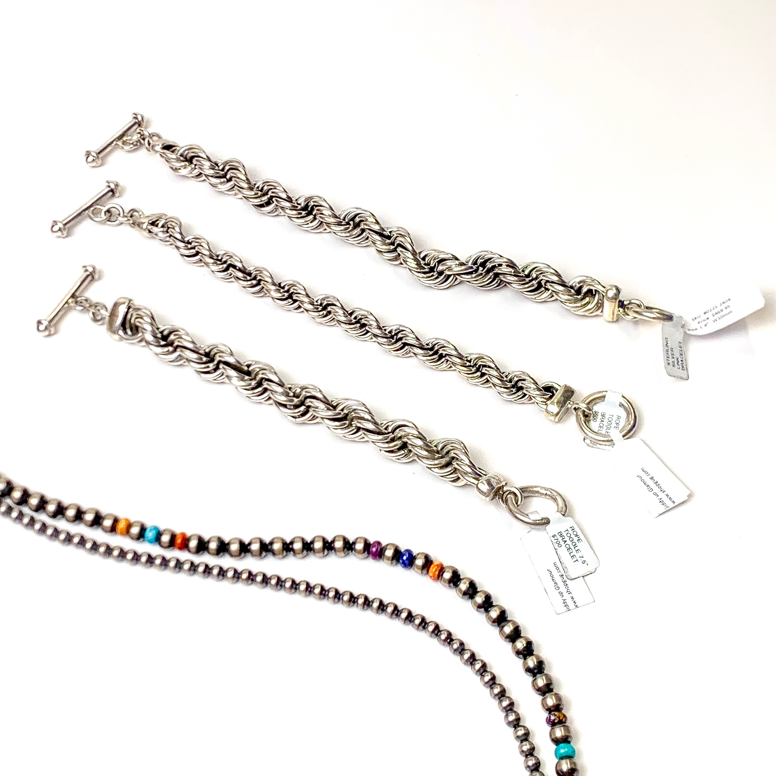 Navajo | Sterling Silver Rope Toggle Bracelet - Giddy Up Glamour Boutique