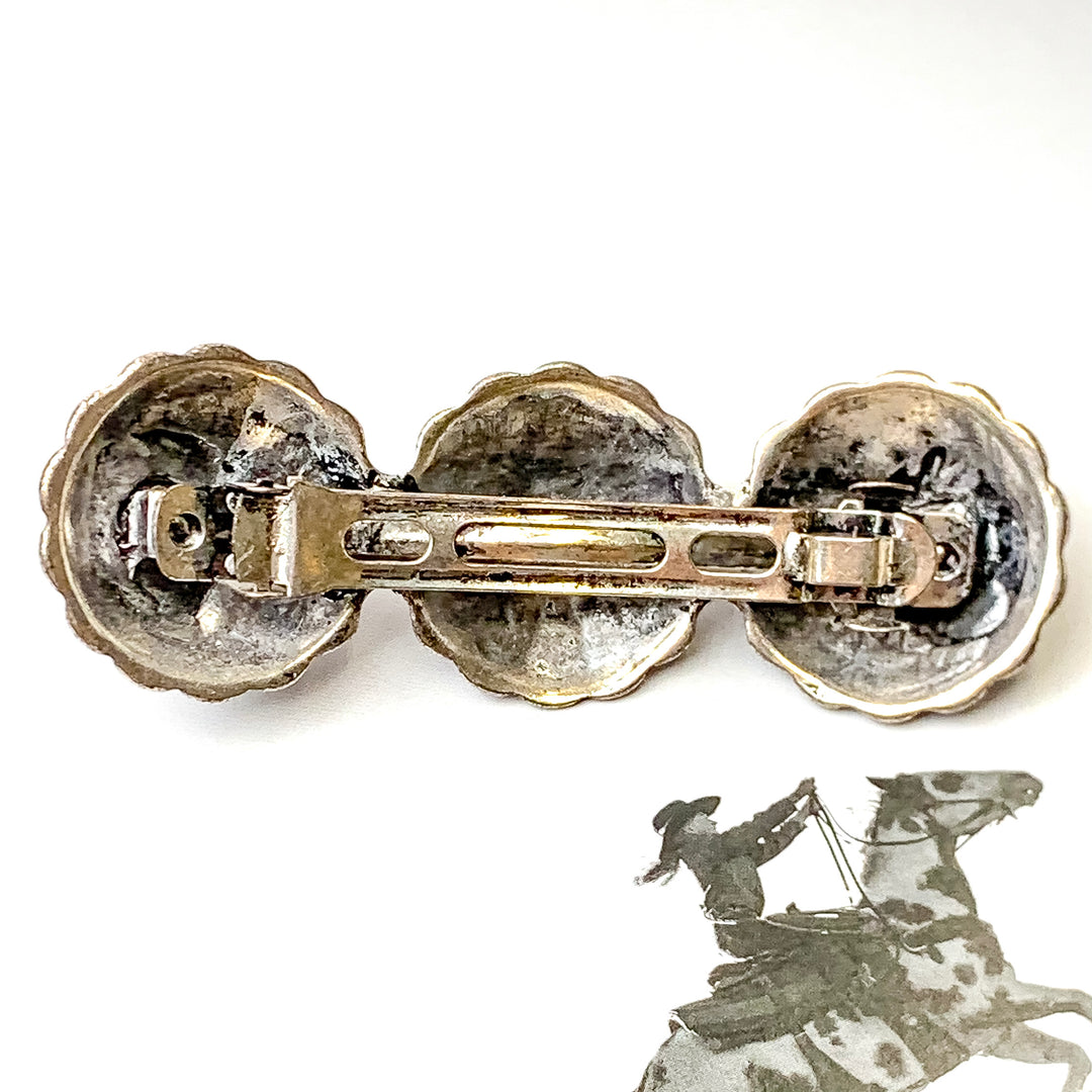 Silver Tone Concho Hair Clip with Faux Turquoise Stones - Giddy Up Glamour Boutique