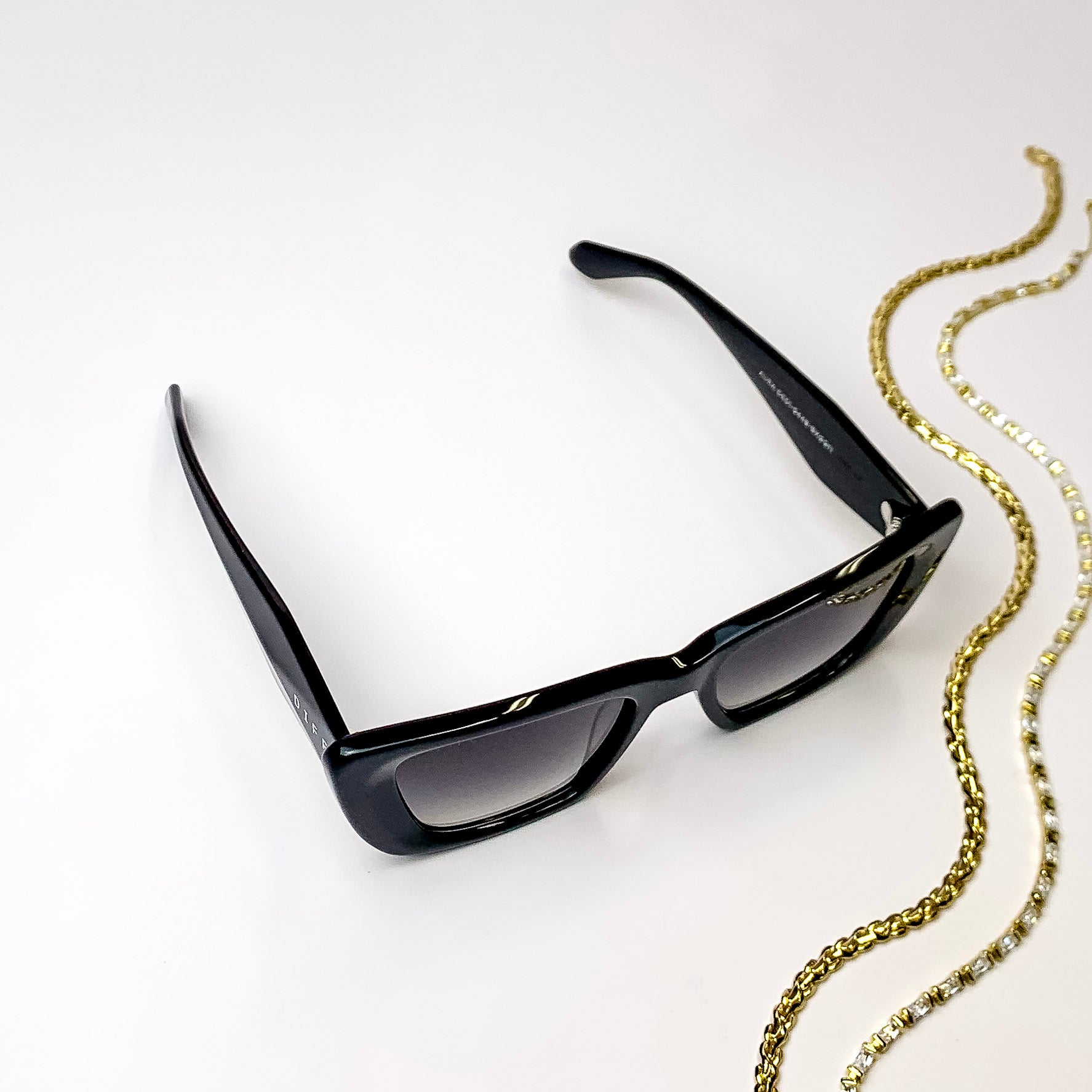 DIFF | Aura Square Cat Eye Sunglasses in Black Grey Gradient - Giddy Up Glamour Boutique