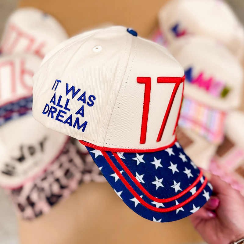 1776 Foam Trucker Hat with Star Print Bill in Tan