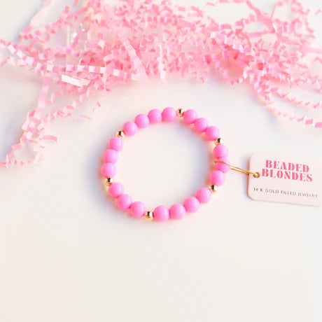 Beaded Blondes | Set of Three | Hot Pink Bubble Bracelet Set - Giddy Up Glamour Boutique