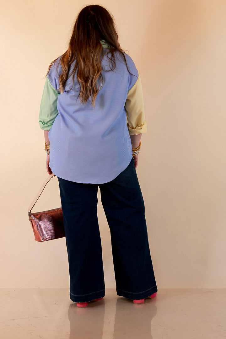 Judy Blue | Classic Companion Luxe Retro Wide Leg Jeans with Front Patch Pockets in Dark Indigo Wash