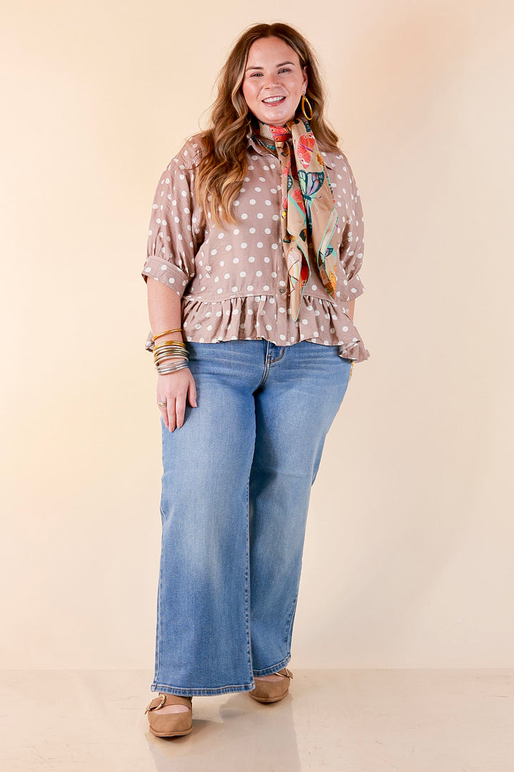 Judy Blue | Blue Skies Ahead Ankle Length Cropped Wide Leg Claudia Denim Jeans in Medium Blue Wash