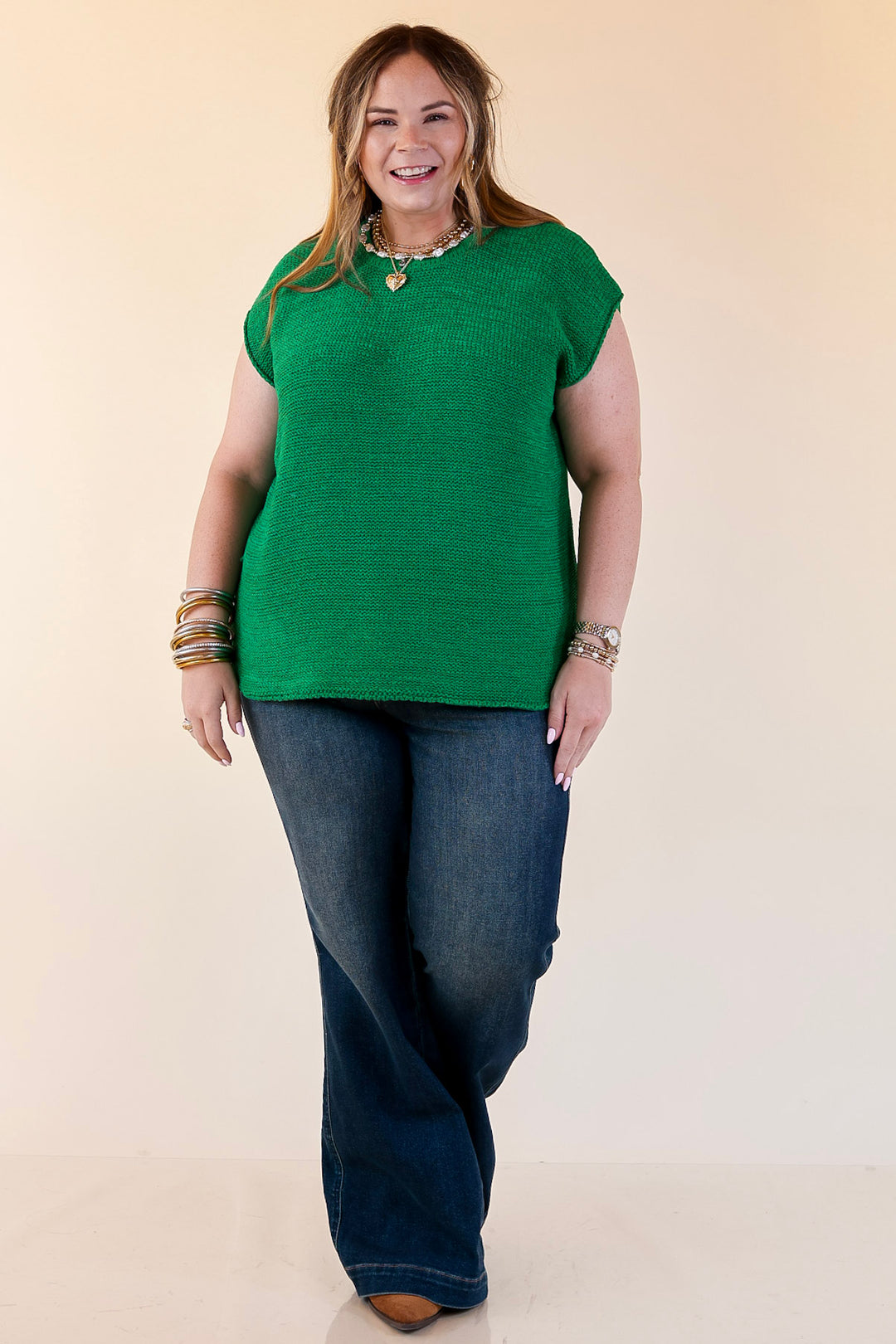 Forever Favorite Oversized Crew Neck Sweater Vest in Kelly Green