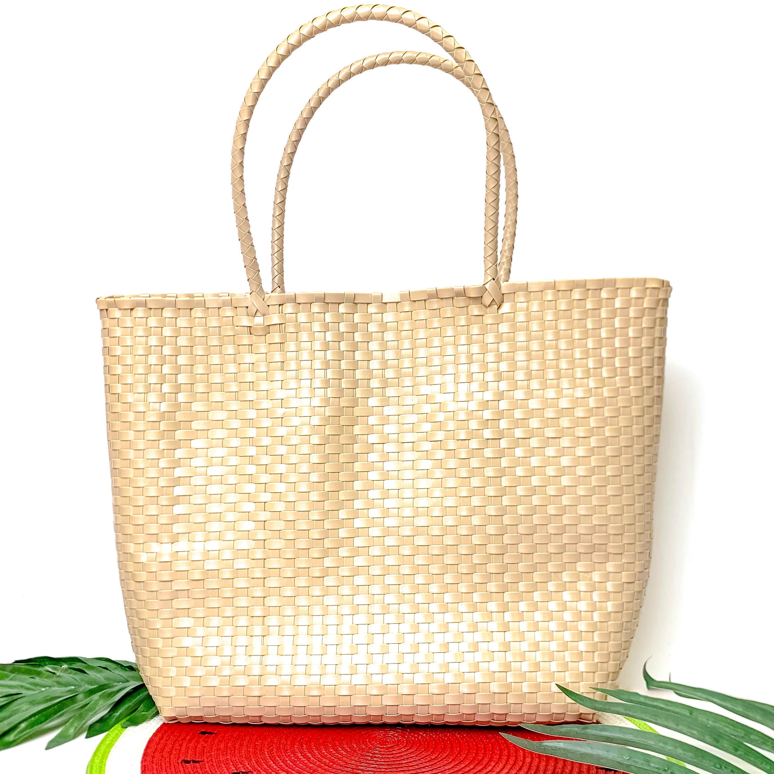 Coastal Couture Carryall Tote Bag in Beige - Giddy Up Glamour Boutique