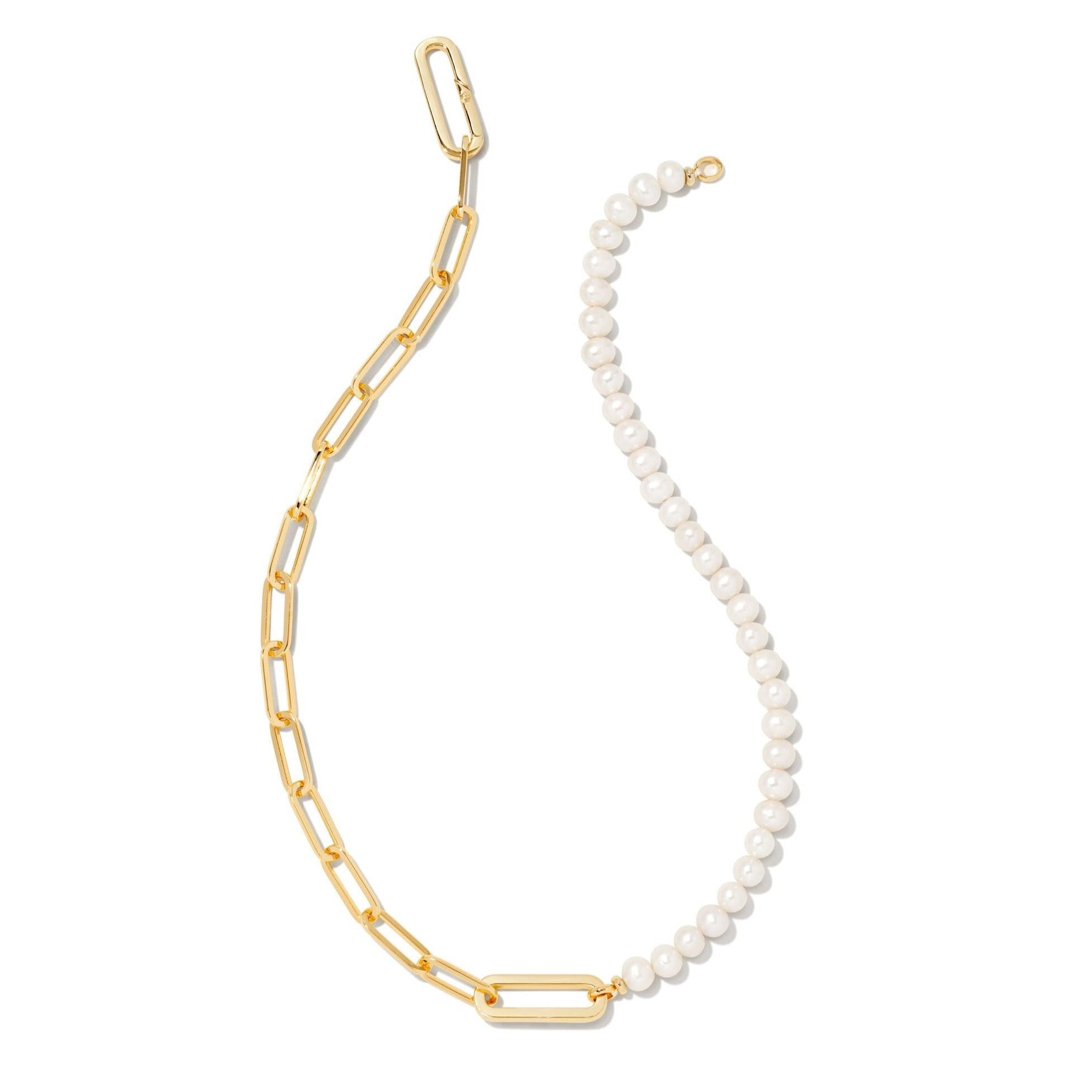 Kendra Scott | Ashton Gold Half Chain White Pearl Necklace - Giddy Up Glamour Boutique