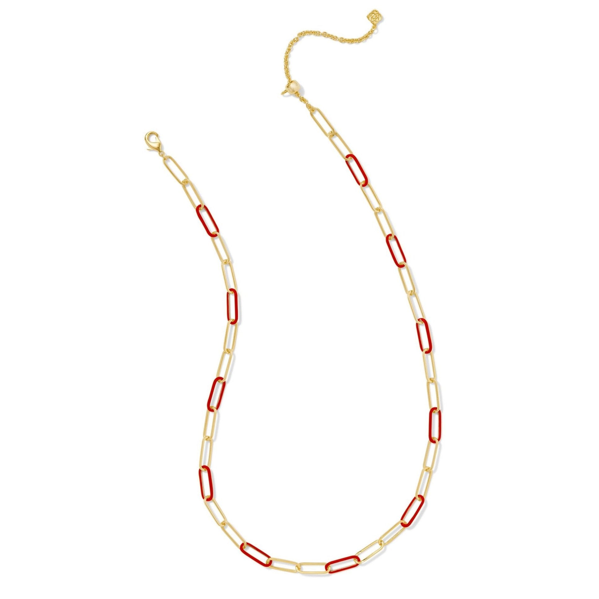 Kendra Scott | Ainsley Gold Convertible Chain Necklace in Red Enamel