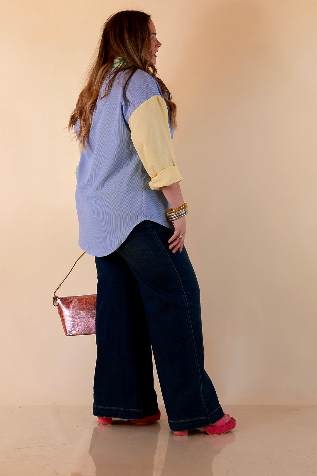 Judy Blue | Classic Companion Luxe Retro Wide Leg Jeans with Front Patch Pockets in Dark Indigo Wash