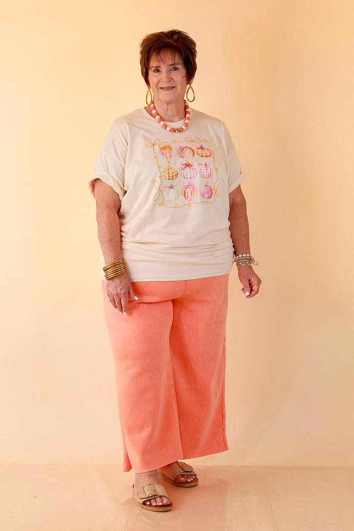 Pretty Little Pumpkins Bow and Pumpkin Fall Graphic Tee in Natural