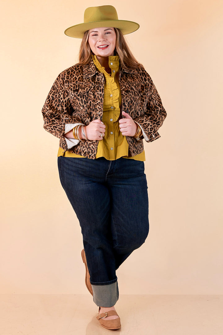 Judy Blue | The Go-To Layer Rigid Magic Classic Denim Jacket in Leopard Print