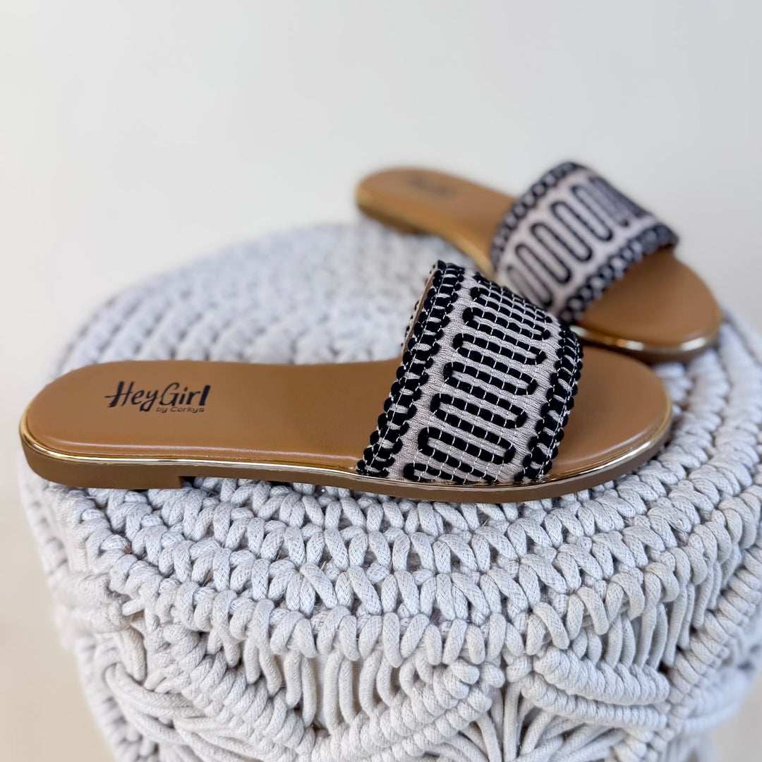 Corky's | Here For A Good Time Woven Flat Sandal in Black