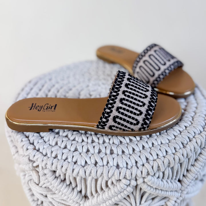 Corky's | Here For A Good Time Woven Flat Sandal in Black