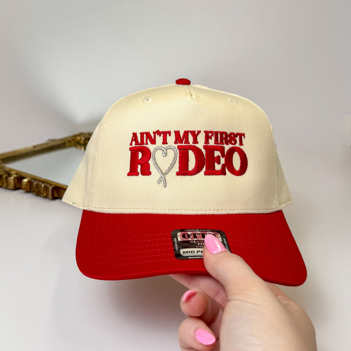 Ain’t My First Rodeo Vintage Hat in Red and Cream - Giddy Up Glamour Boutique