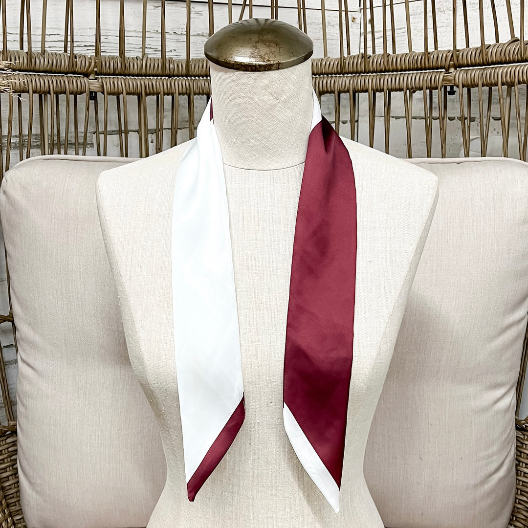 Gameday Glam Twilly Scarf in Maroon and White