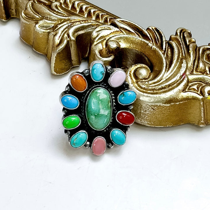 Marcella James | Sterling Silver Native American Handmade Multi Color Cluster Ring