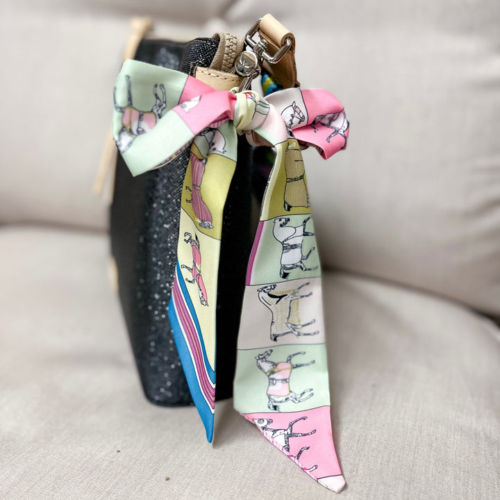 Pony Power Equestrian Twilly Scarf in Pastel Pink and Mint Green