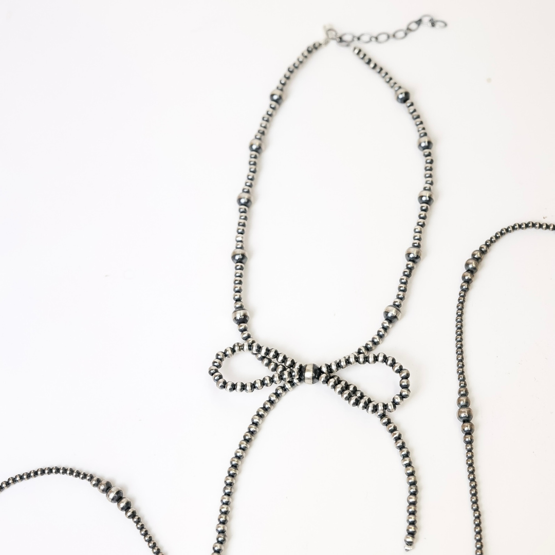 Navajo | Sterling Silver Navajo Pearl Bow Tie Necklace