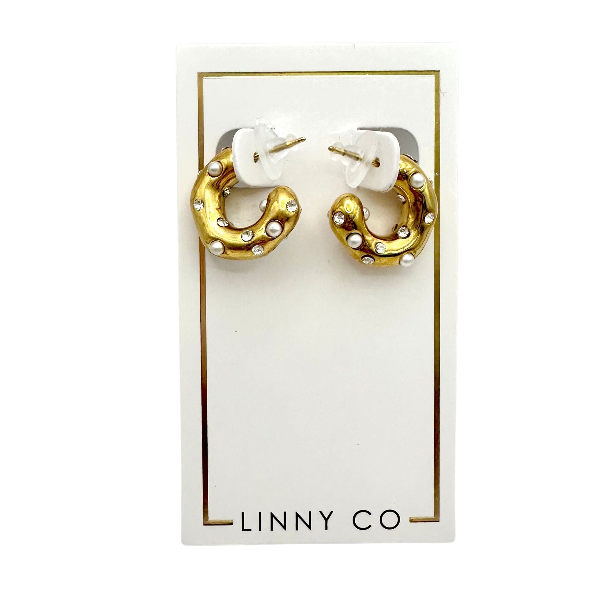 Linny Co | Kaitlyn Hoop Earrings with CZ and Pearl Accents